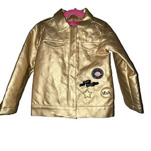Betsey Johnson Jacket Girls 3T‎ Gold Quilted Coat Out Of This World Full Zip